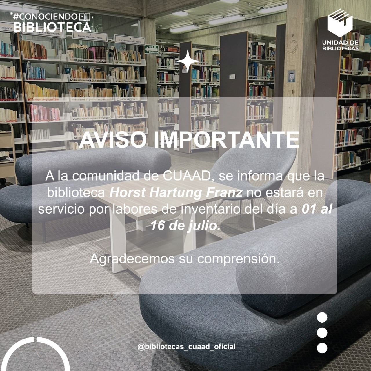 Aviso imoprtante Comunidad del CUAAD